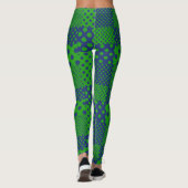 Blue Green Polka Dots Patchwork  Leggings (Achterkant)