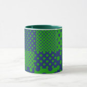 Blue Green Polka Dots Patchwork  Mok (Midden)