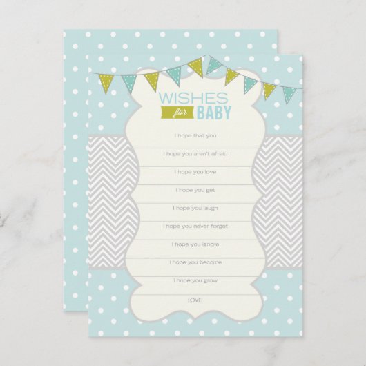 Blue Green Polka Dots wil Baby Kaart (Voorkant / Achterkant)