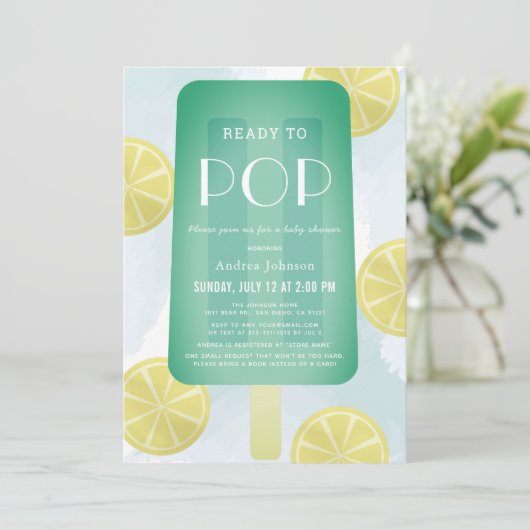 Blue Green Popsicle Waterverf Boy Baby shower Kaart (Staand voorkant)