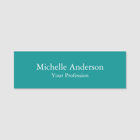 Blue Green Professional Minimalist Modern Plain Naamplaatje (Voorkant)