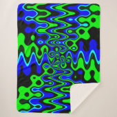 Blue & Green Psychedelic Art Sherpa Fleece Blanket Deken (Voorkant)