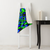Blue & Green Psychedelic Art Sherpa Fleece Blanket Deken (In situ)