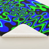 Blue & Green Psychedelic Art Sherpa Fleece Blanket Deken (3/4)