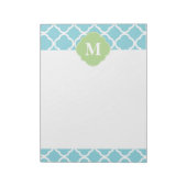 Blue Green Quatrefoil Monogram Notitieblok (Linkerzijde)