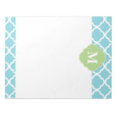 Blue Green Quatrefoil Monogram Notitieblok (Voorkant)