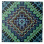 Blue Green Quilted Tribal Pattern Tegeltje (Voorkant)