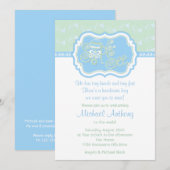 Blue Green Rattle Lace Sip N Zie Baby shower Kaart (Voorkant / Achterkant)