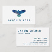 Blue Green Raven Bird Silhouette Cloud Minimal Visitekaartje (Voorkant / Achterkant)