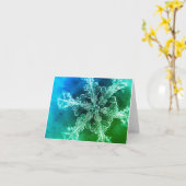 Blue Green Real Snowflake Folted Wenskaart Kaart (Gele Bloem)