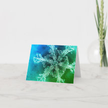 Blue Green Real Snowflake Folted Wenskaart
