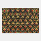 Blue, Green Red Art Deco Pattern On Black Inpakpapier Vel (Voorkant 3)