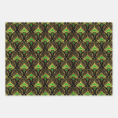 Blue, Green Red Art Deco Pattern On Black Inpakpapier Vel (Voorkant 2)