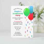 Blue Green & Red Balloons en Confetti Verjaardag Kaart (Staand voorkant)