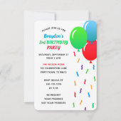 Blue Green & Red Balloons en Confetti Verjaardag Kaart (Voorkant)