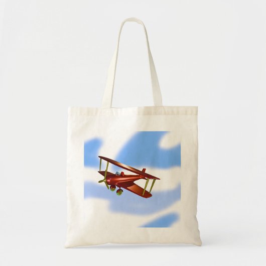 Blue Green Red Bi-plane Flight Adventure Canvas ta Tote Bag (Voorkant)