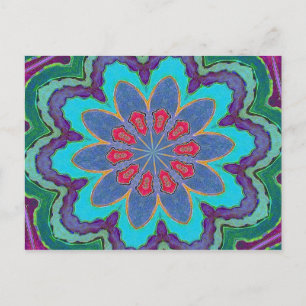 Blue Green Red Paars Mandala Briefkaart