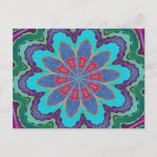Blue Green Red Paars Mandala Briefkaart (Voorkant)