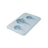 Blue-Green Retro Jellyfish Over Blue Background Badmat (Gekanteld)