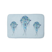 Blue-Green Retro Jellyfish Over Blue Background Badmat (Voorkant)