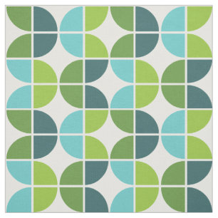 Blue Green Retro Quarters Patroon Stof