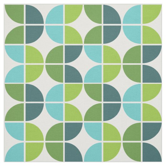 Blue Green Retro Quarters Patroon Stof (Swatch)