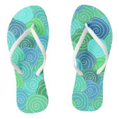Blue Green Rolling Circles Pattern Teenslippers (Voetbed)