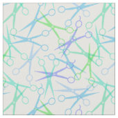 Blue Green Scissor Pattern Stof (Close Up)