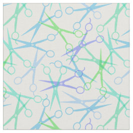 Blue Green Scissor Pattern Stof