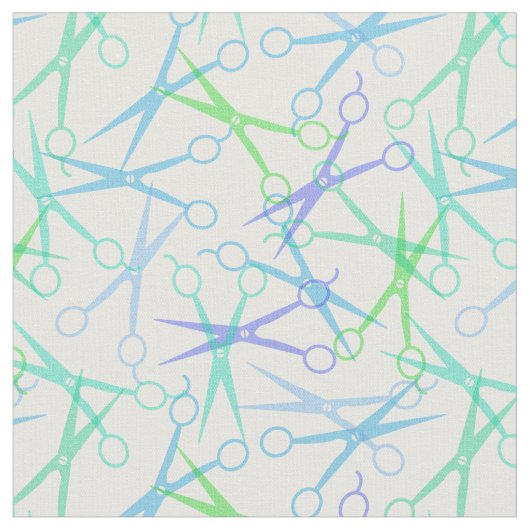Blue Green Scissor Pattern Stof (Close Up)
