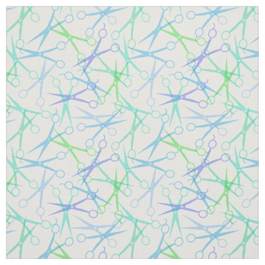 Blue Green Scissor Pattern Stof (Swatch)
