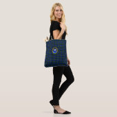 BLUE GREEN SCOTTISH CAMPBELL TARTAN GEM MONOGRAM TOTE BAG (Op model)