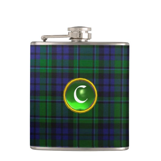 BLUE GREEN SCOTTISH TARTAN EMERALD GEM MONOGRAM HEUPFLES (Voorkant)