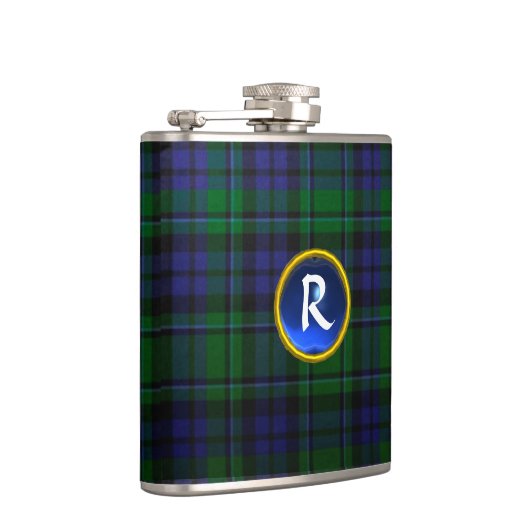 BLUE GREEN SCOTTISH TARTAN SAPPHIRE GEM MONOGRAM HEUPFLES (Rechts)