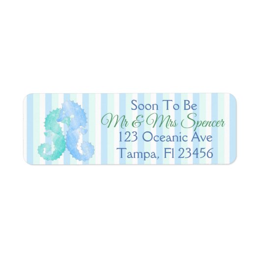 Blue Green Seapaarden Return Address Label (Voorkant)