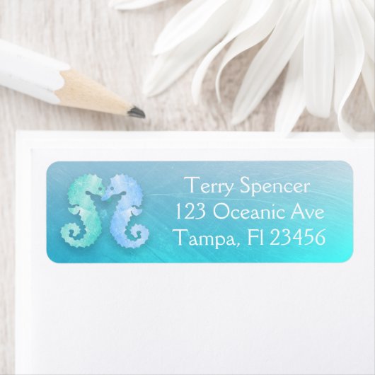 Blue Green Seapaarden Return Address Label (Insitu)