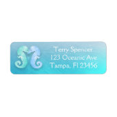 Blue Green Seapaarden Return Address Label (Voorkant)