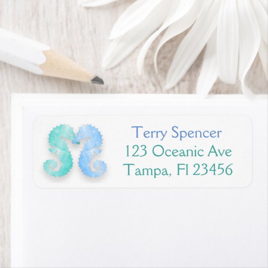 Blue Green Seapaarden Return Address Label (Insitu)