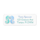 Blue Green Seapaarden Return Address Label (Voorkant)