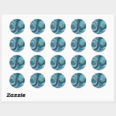 Blue Green Serenity Abstract Ronde Sticker (Vel)