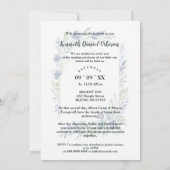 Blue & Green Shades Floral Frame Naming Ceremony Kaart (Achterkant)
