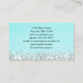 Blue Green Silver Glitter Feminine Small Business Visitekaartje (Achterkant)