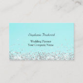 Blue Green Silver Glitter Feminine Small Business Visitekaartje (Voorkant)
