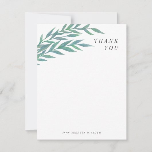 Blue Green Simple Branch Hartelijk dank Bedankkaart (Voorkant)