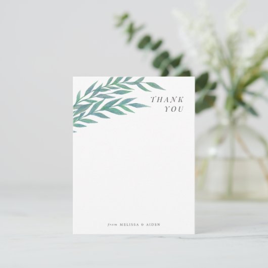 Blue Green Simple Branch Hartelijk dank Bedankkaart (Staand voorkant)