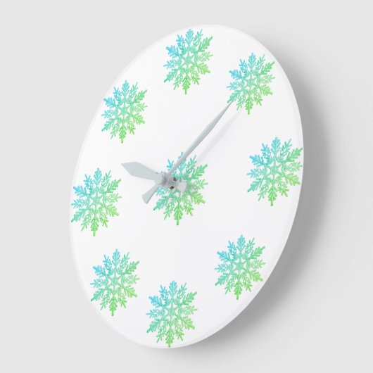Blue Green Snowflake  Grote Klok (Hoek)
