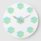 Blue Green Snowflake  Grote Klok (Voorkant)