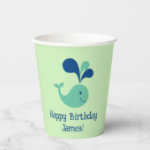 Blue Green Spouting Whale Birthday Party Cup Papieren Bekers (Voorkant)