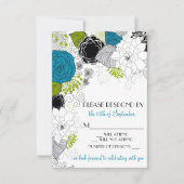 Blue Green Spring Flowers Wedding RSVP (Voorkant)