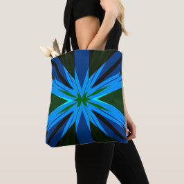 Blue Green Star Starburst Winter Kerstherfst Tote Bag